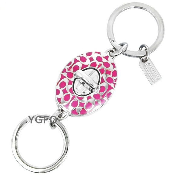 Coach Accessories - NEW Coach Embossed Pink enamel Key Chain Ring